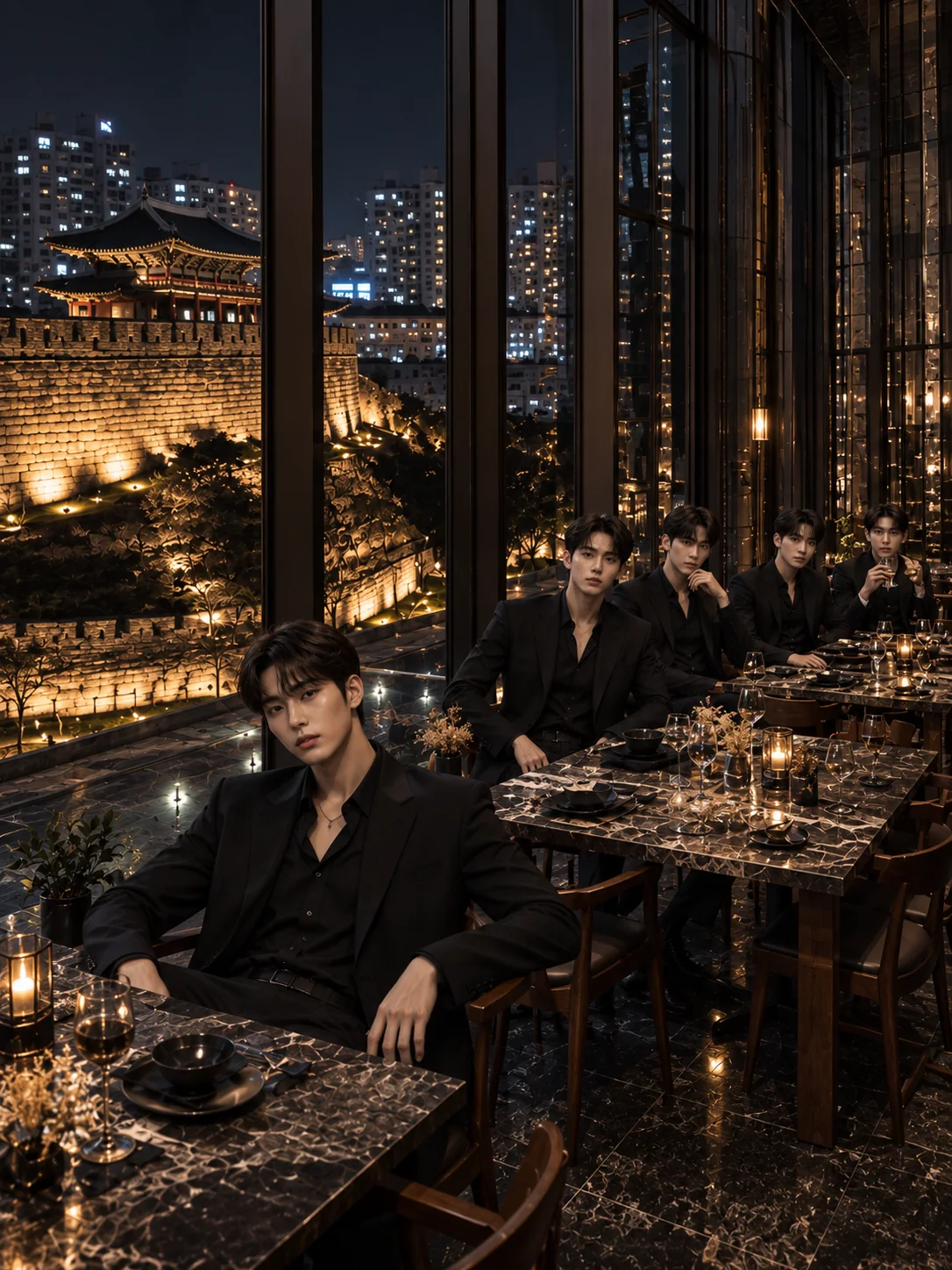 동래의 동래읍성과 온천장 온천천가 보이는 라운지 전경